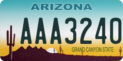 AZ license plate AAA3240