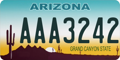 AZ license plate AAA3242