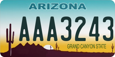 AZ license plate AAA3243
