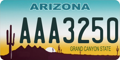 AZ license plate AAA3250