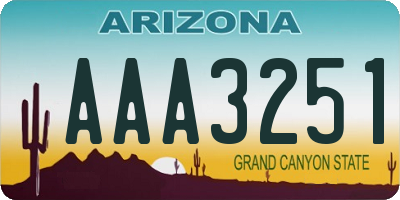 AZ license plate AAA3251