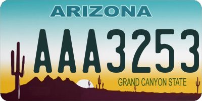 AZ license plate AAA3253