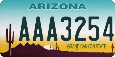 AZ license plate AAA3254