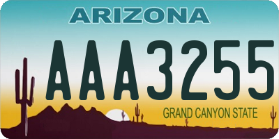 AZ license plate AAA3255