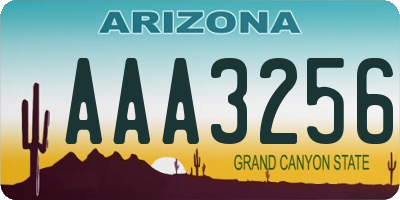AZ license plate AAA3256