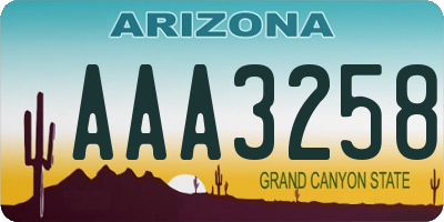 AZ license plate AAA3258