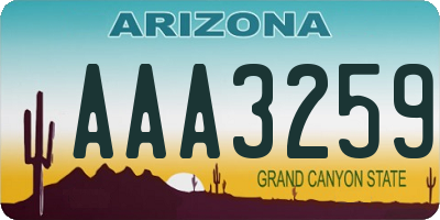 AZ license plate AAA3259