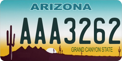 AZ license plate AAA3262