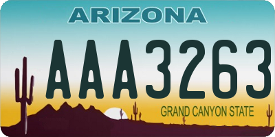 AZ license plate AAA3263