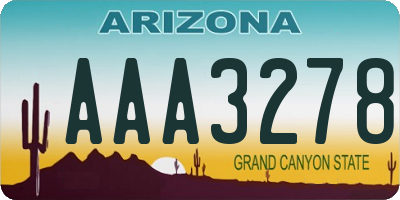 AZ license plate AAA3278