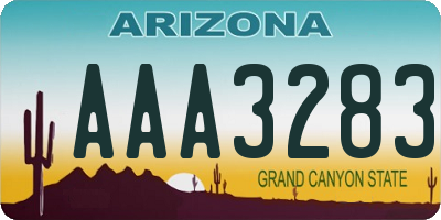 AZ license plate AAA3283