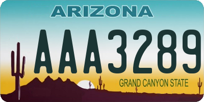 AZ license plate AAA3289