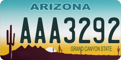 AZ license plate AAA3292