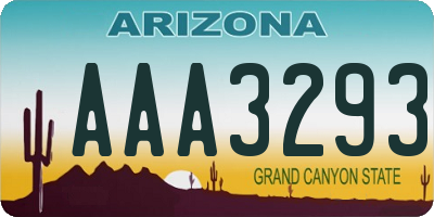 AZ license plate AAA3293