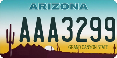 AZ license plate AAA3299