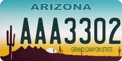 AZ license plate AAA3302