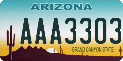 AZ license plate AAA3303