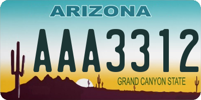 AZ license plate AAA3312