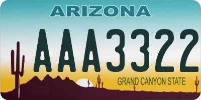 AZ license plate AAA3322