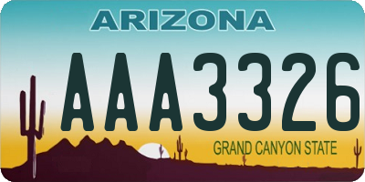 AZ license plate AAA3326