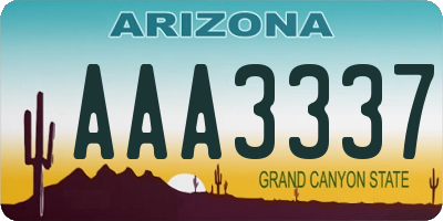 AZ license plate AAA3337