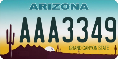 AZ license plate AAA3349