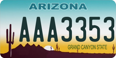AZ license plate AAA3353