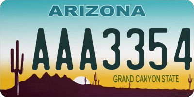 AZ license plate AAA3354