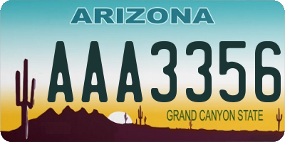 AZ license plate AAA3356