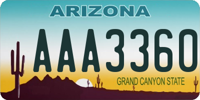 AZ license plate AAA3360