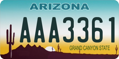 AZ license plate AAA3361