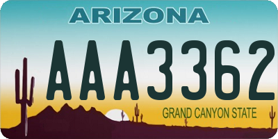 AZ license plate AAA3362