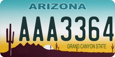 AZ license plate AAA3364