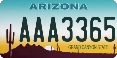 AZ license plate AAA3365