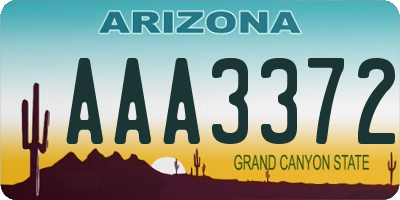 AZ license plate AAA3372
