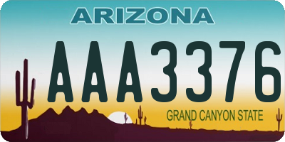 AZ license plate AAA3376