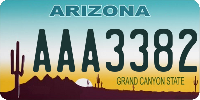 AZ license plate AAA3382