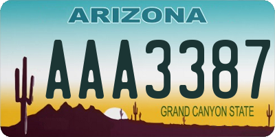 AZ license plate AAA3387