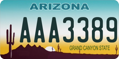 AZ license plate AAA3389