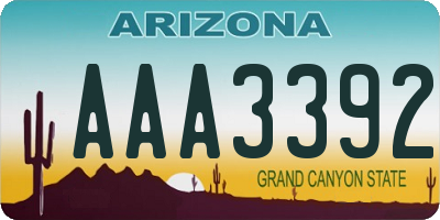 AZ license plate AAA3392