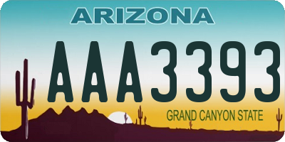 AZ license plate AAA3393