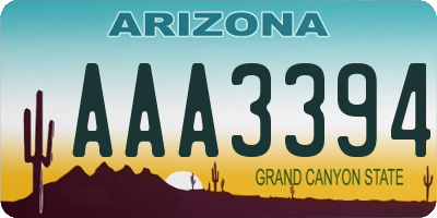 AZ license plate AAA3394