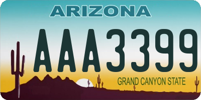 AZ license plate AAA3399