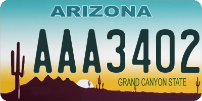 AZ license plate AAA3402