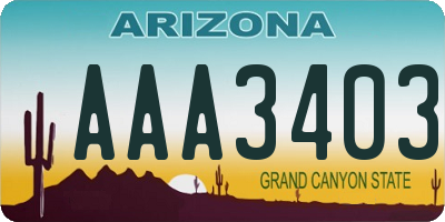 AZ license plate AAA3403