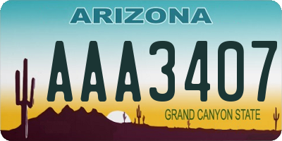 AZ license plate AAA3407