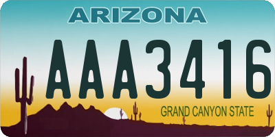 AZ license plate AAA3416