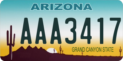 AZ license plate AAA3417