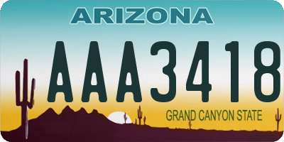 AZ license plate AAA3418