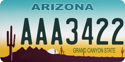AZ license plate AAA3422